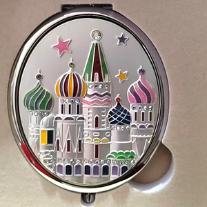 金属双面化妆镜促销礼物椭圆小镜子俄罗斯城堡纪念品婚礼回手礼品