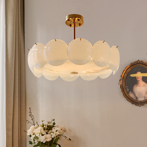 卧室吸顶灯 法式中古轻奢白色玻璃创意vintage北欧吊灯客厅餐厅灯
