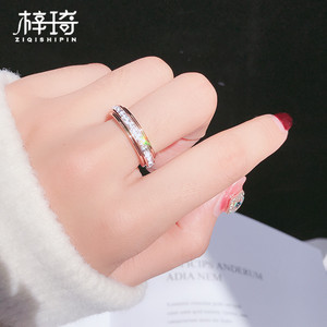 日韩个性潮人时来运转戒指钛钢玫瑰金食指戒网红简约学生气质潮牌