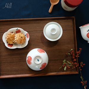 Hill杂货铺日本进口手绘红果碟碗品茗工夫茶大容量主人杯陶瓷茶具