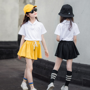 韩国SZ夏2024韩版女童休闲套装洋气中大童纯棉短袖T恤短裤两件套