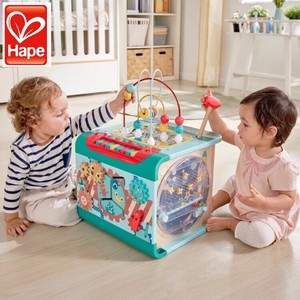 hape探索学习魔法游戏盒绕珠六面体益智早教玩具宝宝木制百宝箱