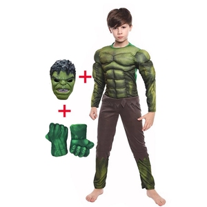 绿巨人儿童衣服男孩超级英雄巨人肌肉服装绿拳击手套万圣节演出服