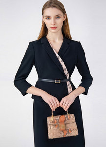 宝Z新款女装黑色职场通勤套装印花OL气质显瘦连衣裙LM8D100NWB011