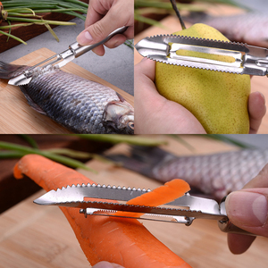 不锈钢多功能削皮器家用果皮刀鱼鳞刨瓜果去皮多用削皮刀厨房工具