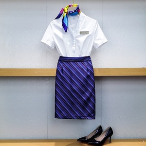 南航空姐制服职业套装高端夏装斜纹白短袖衬衣套裙美容院工作服女