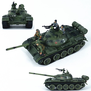 1:72我国59式坦克模型合金车身军绿涂装兵人免胶分色完成品摆件