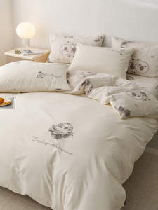罗兰家纺法式复古纯棉床上四件套全棉高级感花卉床单被罩三件套