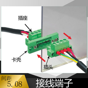 2EDGWC-5.08mm绿色穿墙插拔式接线端子LZ5X/LC10MG/LC1M锁板式4P