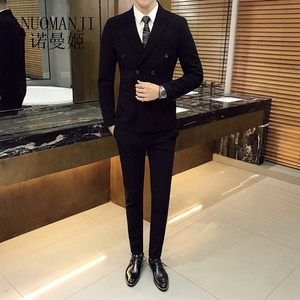 诺曼姬新品男式礼服西装三件套韩版英伦时尚修身商务职业装套装