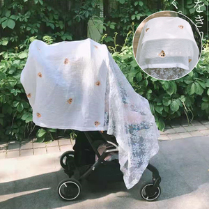 婴儿车蚊帐手推车挡风遮阳罩布透气防风防蚊虫防晒棉盖布小推车毯