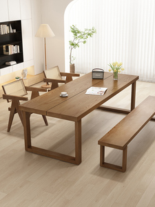北欧实木餐桌时尚吃饭桌子莫比恩白蜡木日式现代简约长方形家用桌