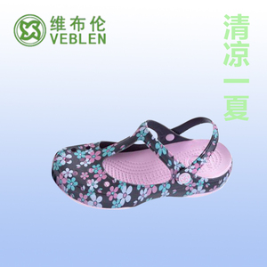 VEBLEN维布伦2019夏季新款正品沙滩鞋果冻坡跟凉鞋（送鞋花）