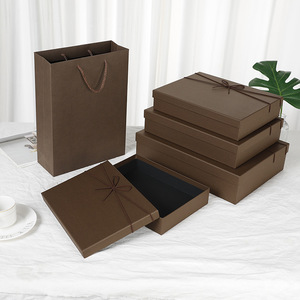 牛皮纸复古纯色礼盒包装盒纸盒扁盒大号天地盖扁平仿古礼物盒定制