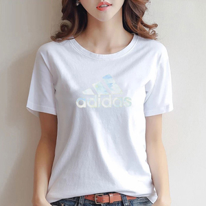 Adidas/阿迪达斯白色短袖T恤女款圆领运动休闲透气半袖HF2482