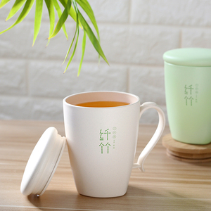 美特家纤竹维塑料学生茶杯耐热耐摔带盖麦秆秸秆咖啡牛奶随手杯