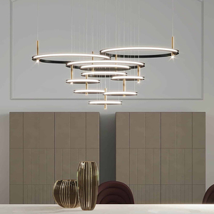 客厅吊灯简约现代大气北欧极简创意家用不锈钢圆圈圆环型组合灯具