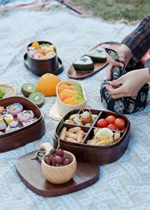 日式便当盒 木质单层 双层儿童分格饭盒 多层野餐盒木制午餐盒
