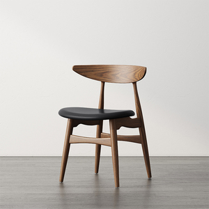 北欧实木餐椅家用靠背小户型真皮布艺现代简约咖啡客餐厅汉森椅子
