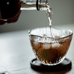 草木祠 日式锤纹玻璃杯茶杯 威士忌酒杯雨落冰川裂纹杯果汁杯水杯