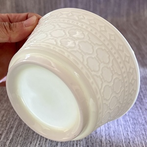 纯白浮雕海格雷骨质瓷饭碗面碗汤碗无印正品简约时尚礼无铅环保