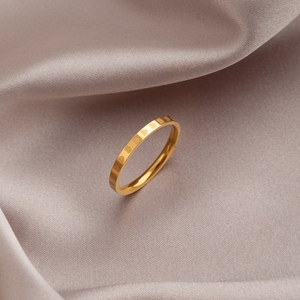 不掉色钛钢爱心满圈戒指女小众设计指环轻奢时尚个性素圈食指戒子