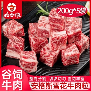 安格斯雪花牛肉粒4斤新鲜牛肉块牛肉牛腩家庭红烧食材半成品冷冻