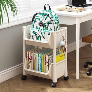 桌下可移动书本置物架学生小推车桌面带轮宿舍收纳书柜玩具教室