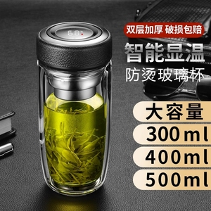 玻璃杯双层便携男茶水分离个人专用泡茶杯大容量水杯子鹅蛋喝水