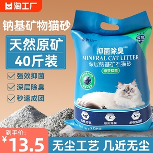 天然钠基矿石猫砂活性炭抑菌除臭结团无尘矿砂膨润土包邮20公斤