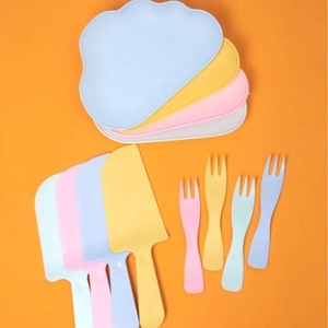 生日蛋糕餐盘刀叉套装云朵盘叉一次性刀叉盘包装盒子组合塑料餐具