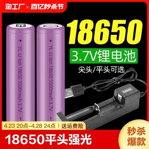 18650充电锂电池尖平头 3.7v强光手电筒头灯喇叭 4.2v电池充电器