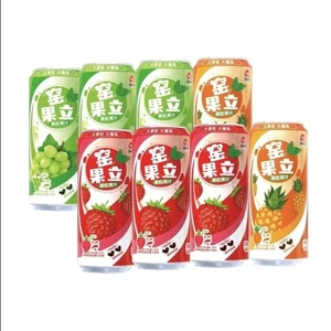 大窑果汁饮料果粒葡萄菠萝果肉草莓味饮品490ml/8罐好喝解渴