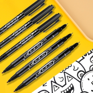 双头美术勾线笔专用绘画描线勾边黑色学生儿童画笔创意极细勾线小号细头标记笔幼儿园