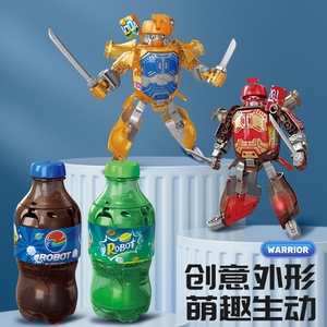 汽水机器人儿童变形玩具饮料变型瓶装可乐机甲金刚模型3男孩礼物
