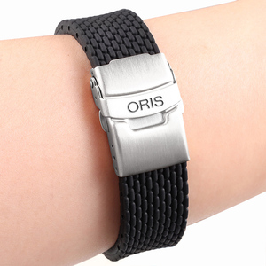 豪利时手表带硅胶表带适配ORIS航空潜水文化系列柔软橡胶表链20mm