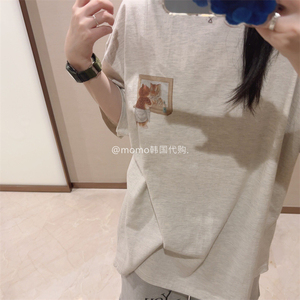 虎年限定！韩国代购 卡通照镜子的小老虎可爱宽松休闲圆领短袖T恤
