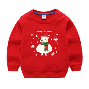 儿童圣诞节红色卫衣宝宝雪人熊可爱洋气纯棉衣服男童女童秋装洋气