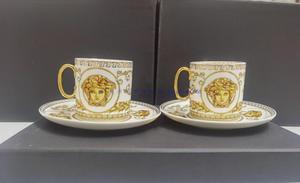创意欧式英伦陶瓷情侣咖啡杯碟ins北欧下午茶杯子金色头像美杜沙
