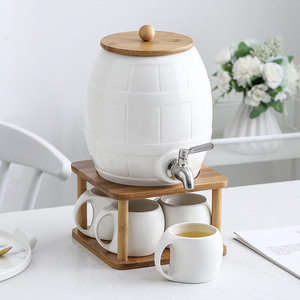 日式冷水壶带龙头陶瓷水具简约咖啡杯北欧凉白开喝水杯家用套装