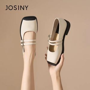 Josiny/卓诗尼2024春季新款女鞋低跟粗跟方头玛丽珍鞋搭扣单鞋女