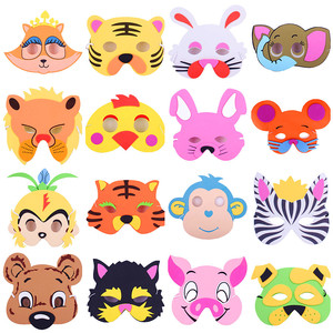 1eva卡通面具动物头饰亲子活动道具动物面具幼教游戏玩具教具道具