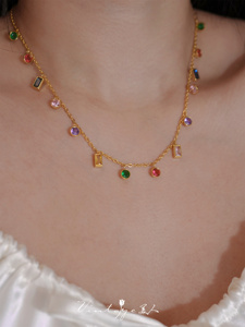 「彩虹」斑斓梦 高级感小众精致设计彩色锆石钢钛手链项链/锁骨链
