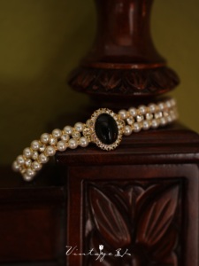 「巴黎黑美人」法式轻奢复古宫廷高级感多层镶钻珍珠项链锁骨链女