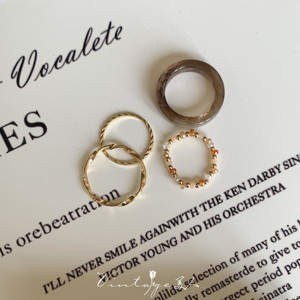 「波普艺术」法式chic小众设计简约基础款4件套叠戴复古戒指指环