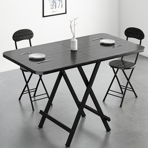 折叠餐桌小户型 家用板式食饭枱小方桌高80厘米小餐桌2人配凳子可