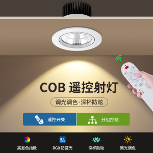 无极调光射灯智能遥控天花灯嵌入式牛眼灯cob筒灯亮度可调光led灯