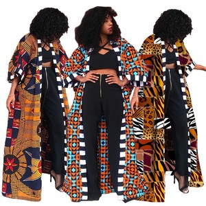 春季女装新款风衣非洲民族风女士外套长款印花African clothing