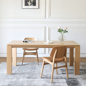 北欧意式极简日式原木风餐桌简约实木长方形书桌大板桌子中古餐桌