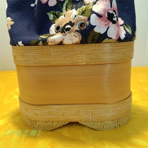 竹子鹌鹑圈把玩老竹子纯手工雕刻制作鹌鹑布袋盒子双层布料口袋子